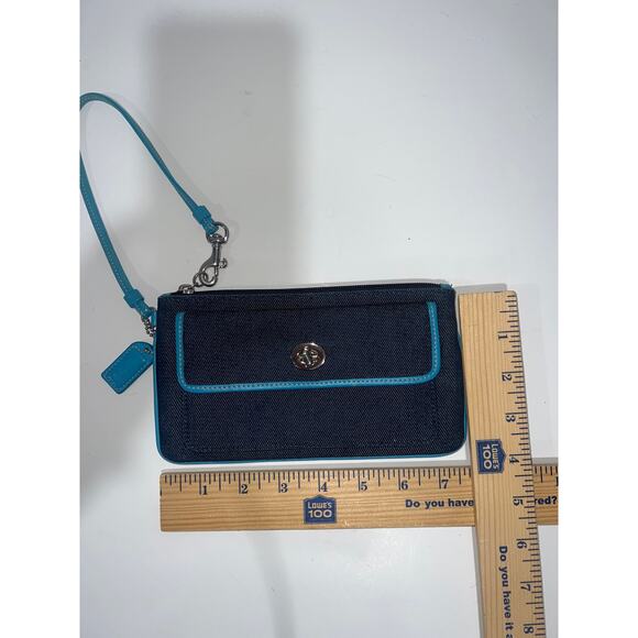 Coach 2-Piece Set – Black Pebbled Leather Crossbody + Blue Canvas Wristlet - Picture 9 of 10